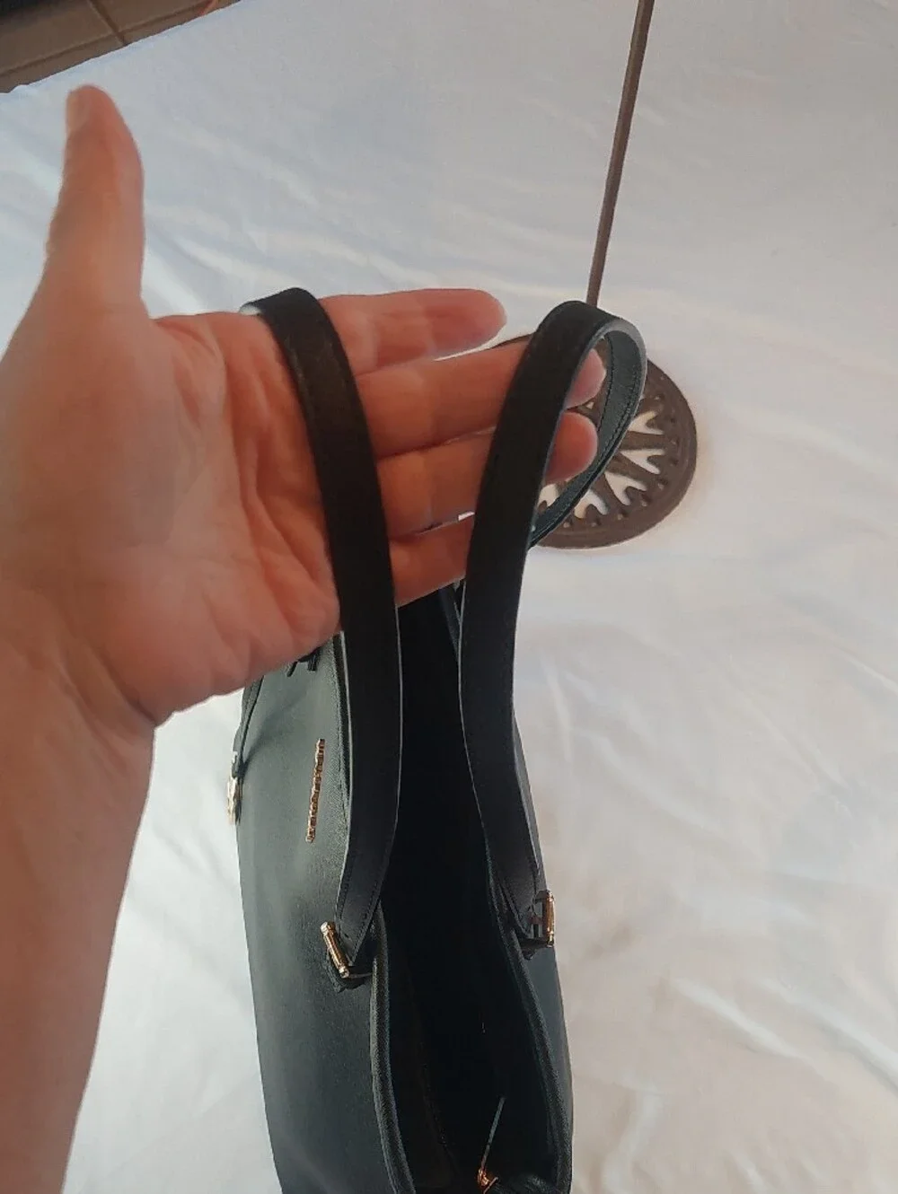 Michael Kors Black Saffiano Leather Tote with MK Charm